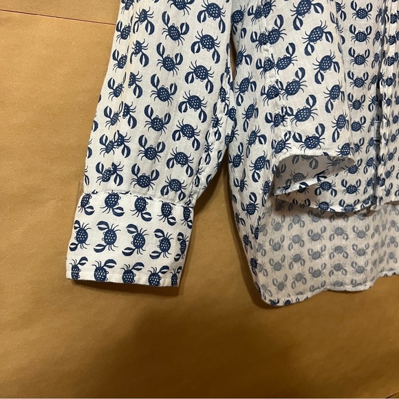 Frank & Eileen | Linen Crab Print Eileen Relaxed Button-Up Shirt Size XS - Picture 7 of 13